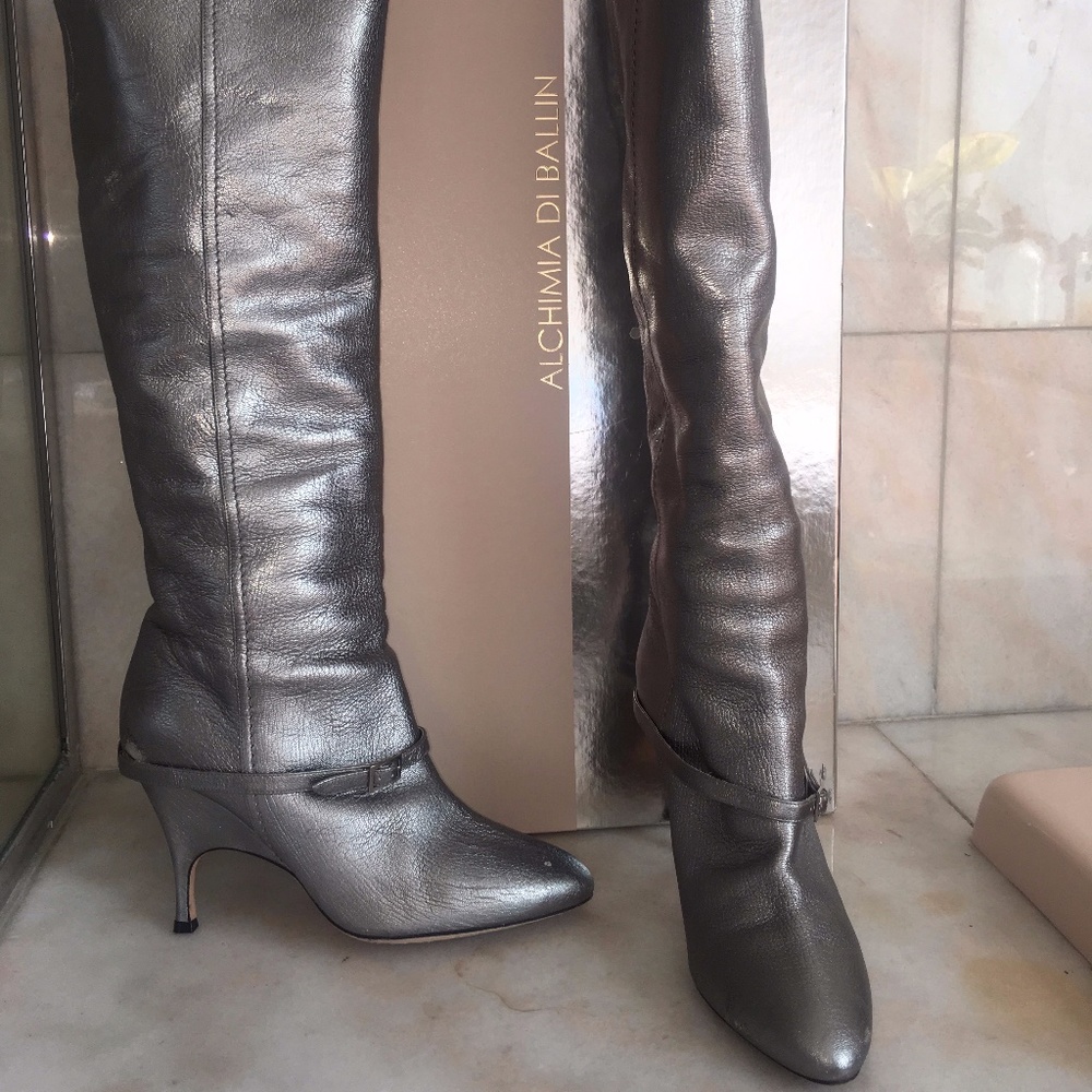Sexy Thigh Hi Alchimia Di Ballin Silver Boots